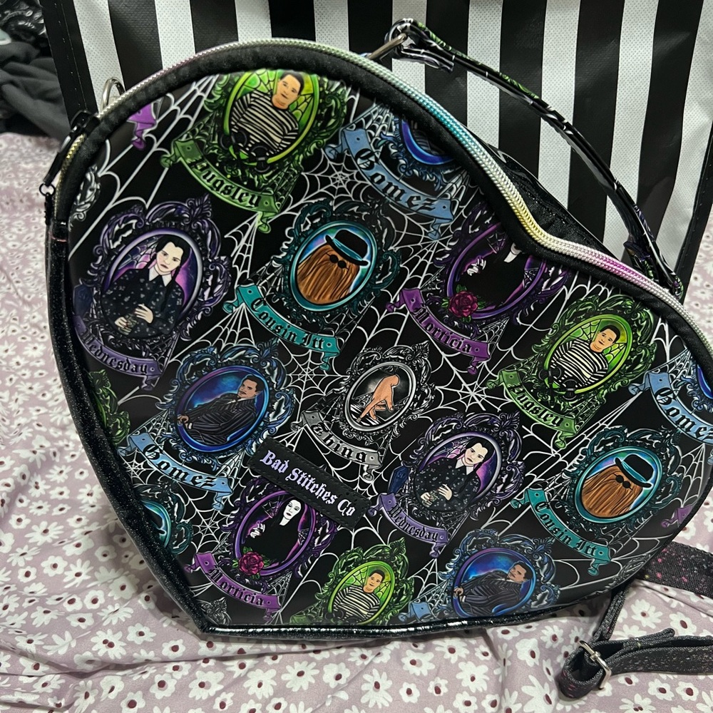 Addams Family Heart Crossbody